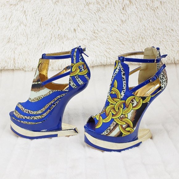 2 Pairs 6" Heel less wedge Shoes 1 Blue 1 Purple Size 6 Brand NEW - Picture 12 of 16